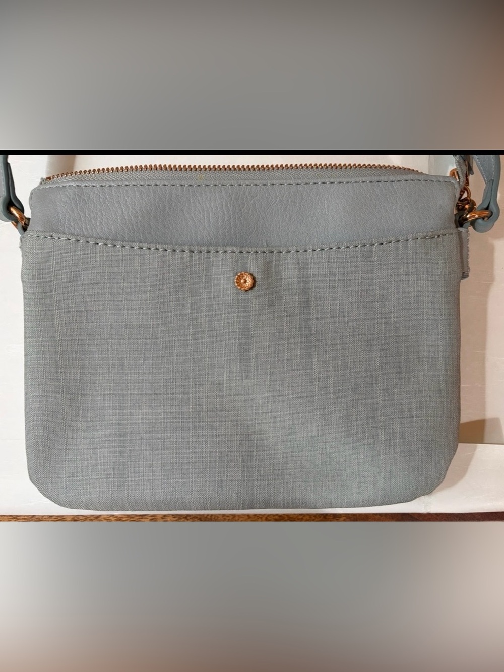 LC Lauren Conrad Light Gray Crossbody Bag with Gold Accent